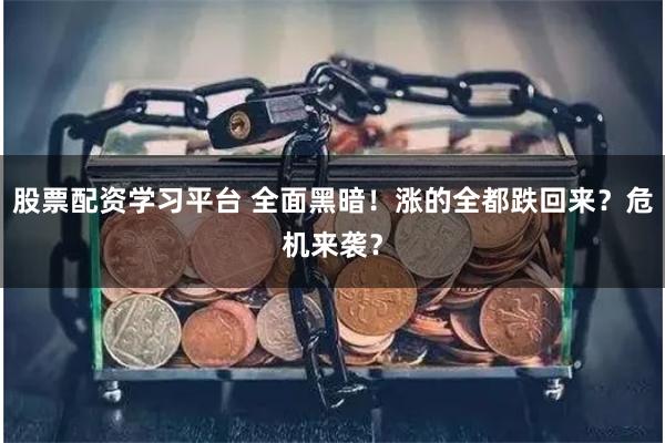 股票配资学习平台 全面黑暗！涨的全都跌回来？危机来袭？